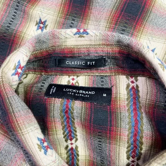 Lucky Brand Men's M Classic Fit Western Pearl Snap Shirt Cotton Rayon Blend - Picture 2 of 7